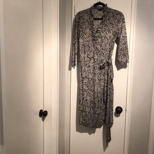 BCBG Maxazria Lace Print Black & White Wrap Dress